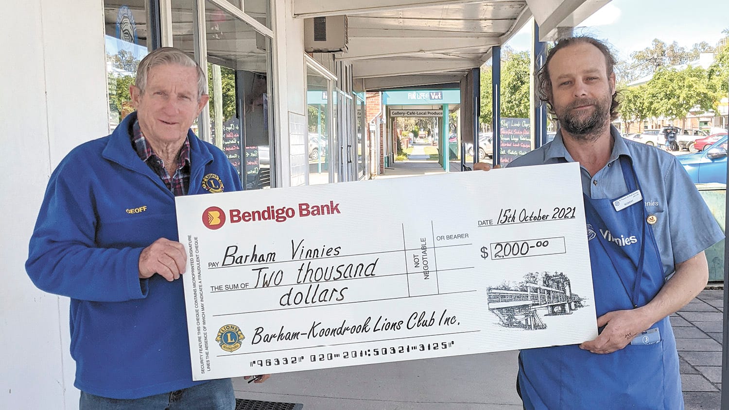 B-K Lions Club Presents Cheque to Barham Vinnies