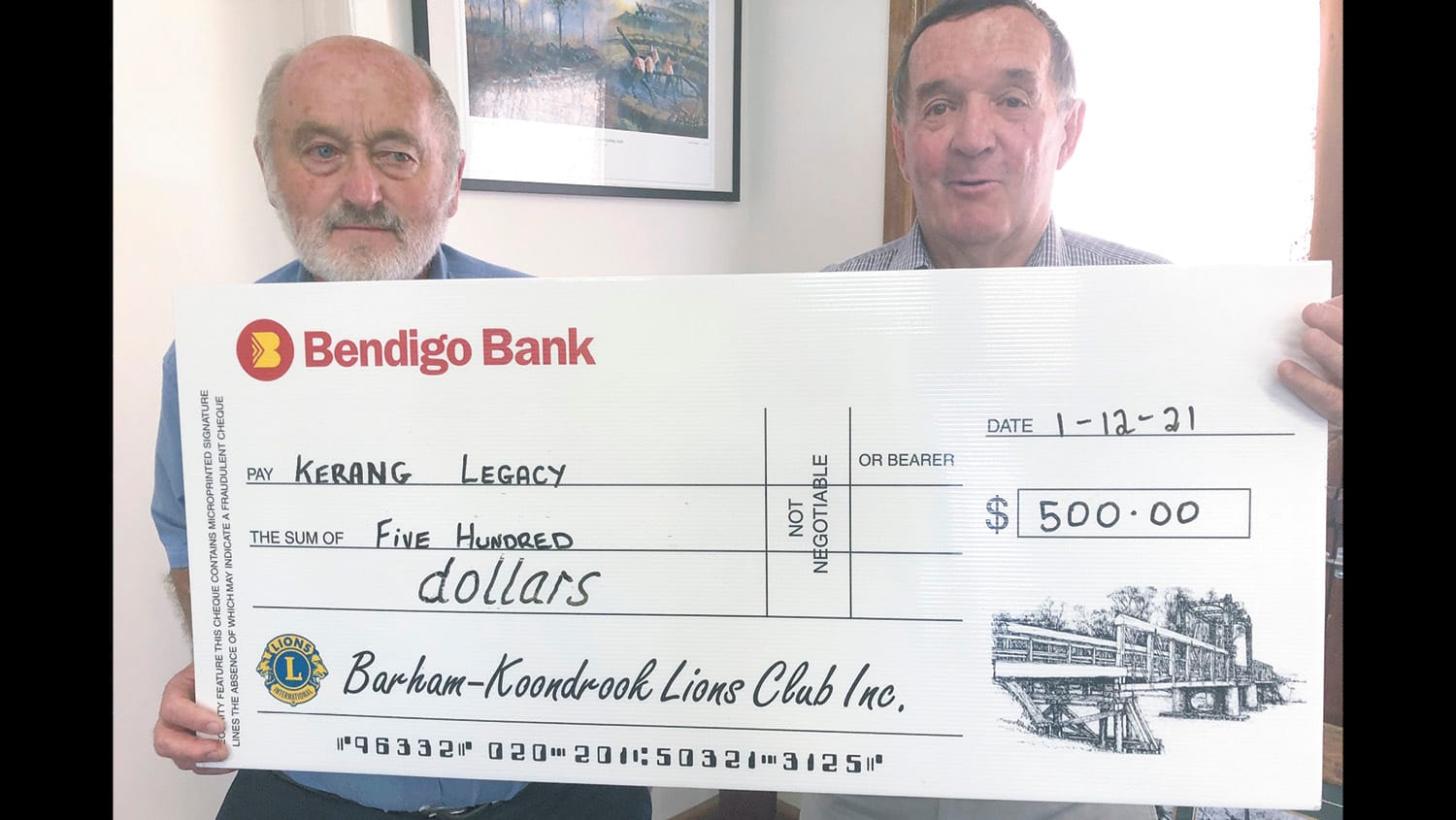 Lions Donate to Kerang Legacy