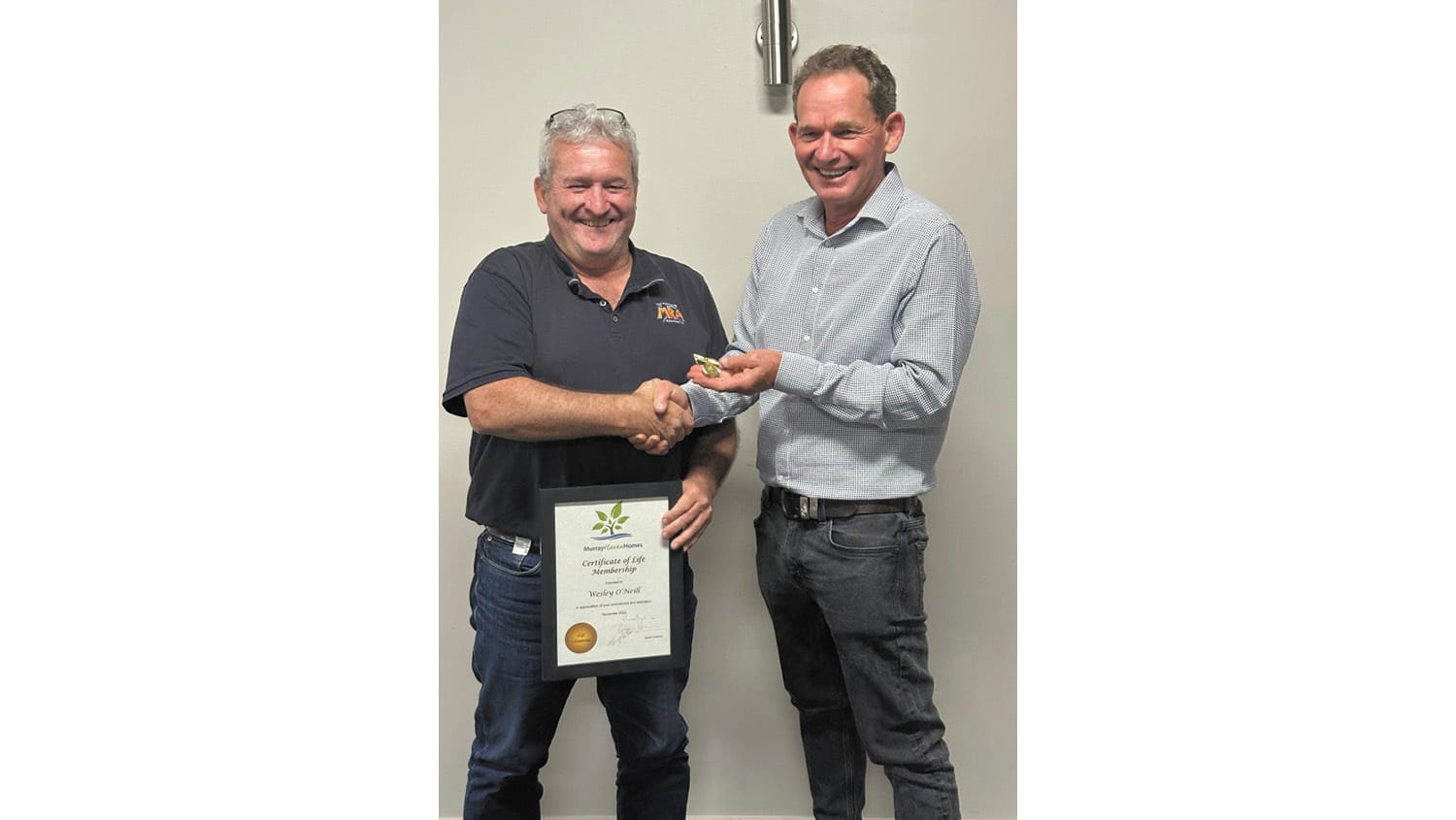 MHH board member Wesley O'Neill became a life Member