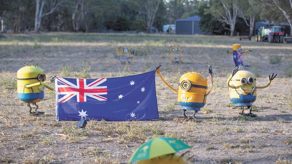 Scrap-metal Minions stop traffic post image