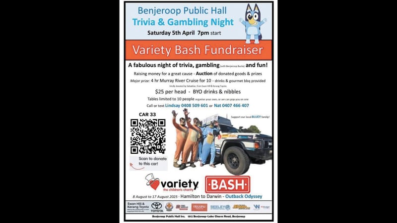 Benjeroop Trivia ‘n’ Gambling Night This Saturday! post image